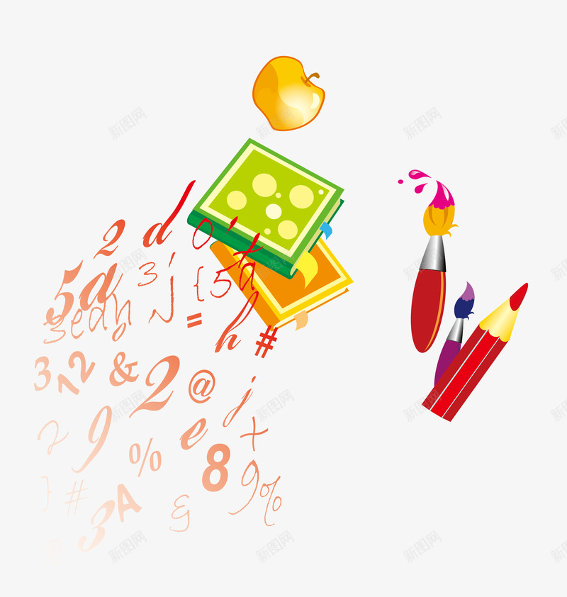 手绘卡通学习元素png免抠素材_新图网 https://ixintu.com 学习文具 学习素材免费png下载 手绘学习文具矢量图 手绘学习素材
