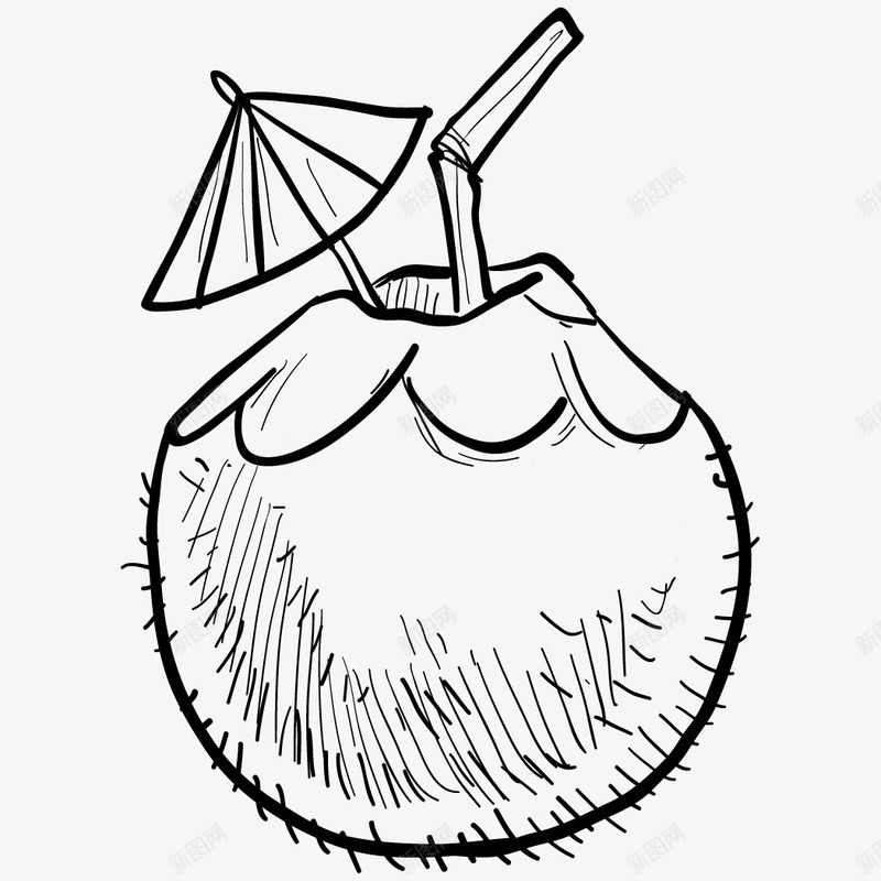 卡通手绘简笔画椰子图标png_新图网 https://ixintu.com PNG 卡通 手绘 椰子 简笔画 线稿