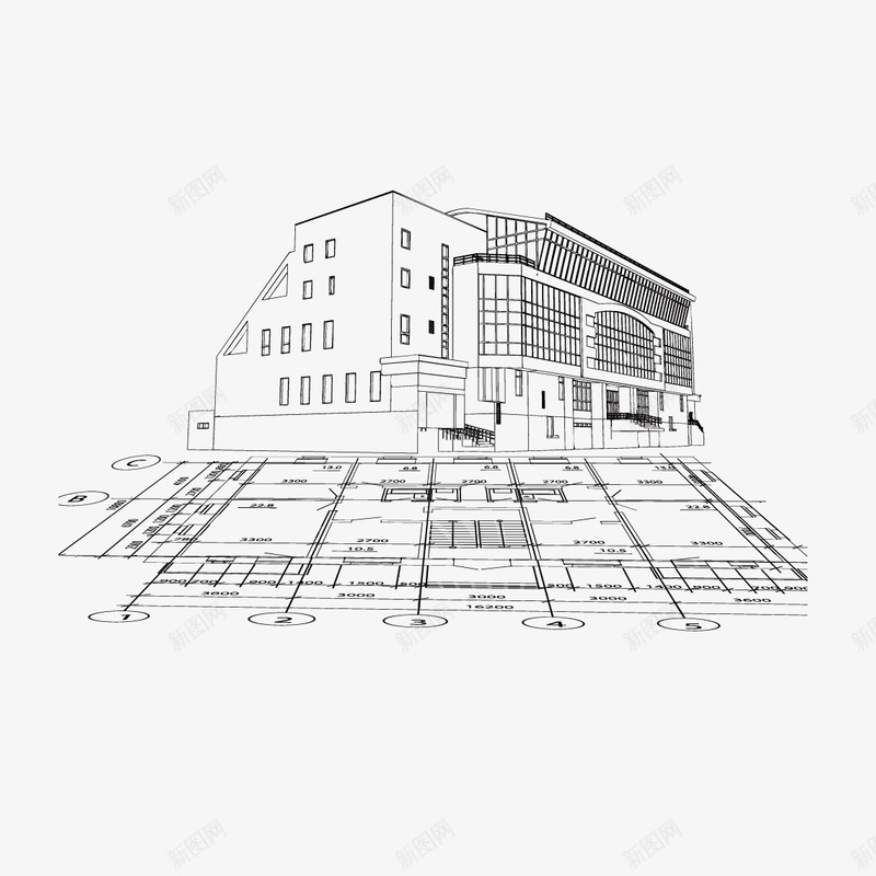 楼层建筑线稿png免抠素材_新图网 https://ixintu.com 手绘图 楼层 楼层图 线稿
