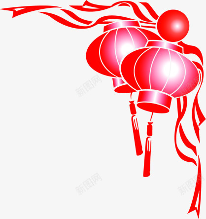 手绘红色灯笼贴纸png免抠素材_新图网 https://ixintu.com 灯笼 红色