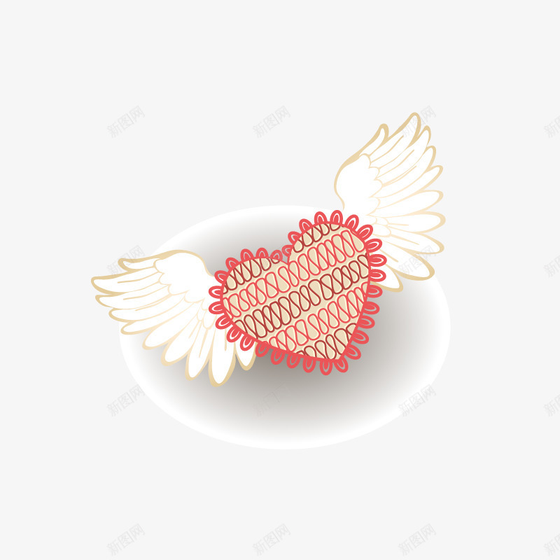 白色天使翅膀爱心png免抠素材_新图网 https://ixintu.com 爱心 白色天使翅膀 白色翅膀