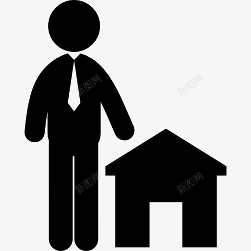 男人站在房子图标png_新图网 https://ixintu.com humanpictos 人 企业 家庭 房子 男 领带