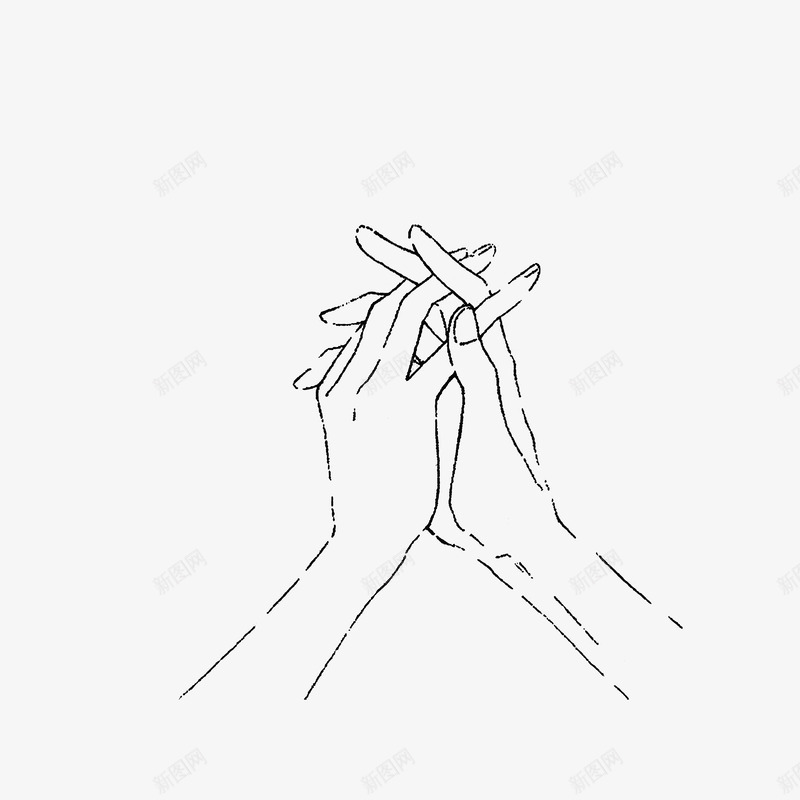 手绘双手交叉祈祷png免抠素材_新图网 https://ixintu.com 双手交叉 祈祷的手 简笔手绘 黑色线稿图