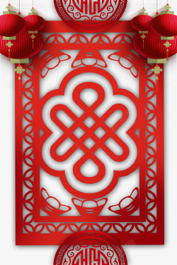 红色中国风新春灯笼装饰背景素材