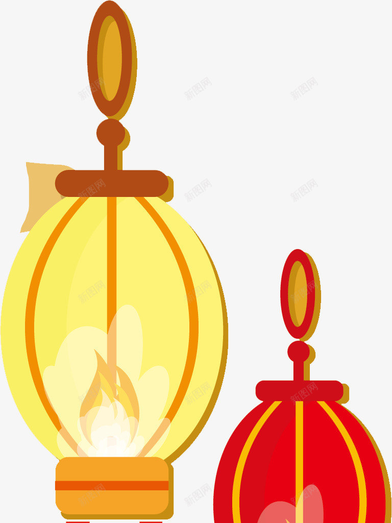 悬挂灯笼png免抠素材_新图网 https://ixintu.com 亮光 光源 吊灯 手绘 灯饰 黄灯