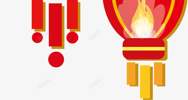 悬挂灯笼png免抠素材_新图网 https://ixintu.com 亮光 光源 吊灯 手绘 灯饰 黄灯