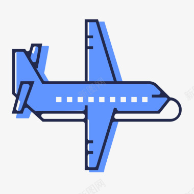 蓝色手绘线稿飞机元素矢量图图标图标