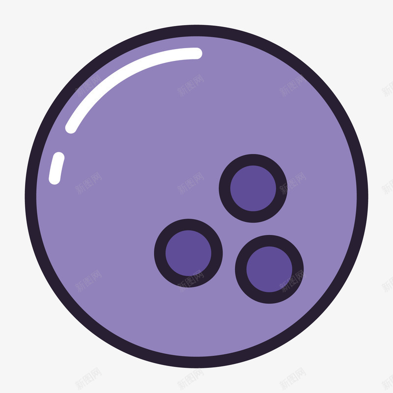 紫色手绘线稿圆形保龄球图标png_新图网 https://ixintu.com 体育 卡通图标 反光 圆孔 扁平化 手绘 紫色 运动