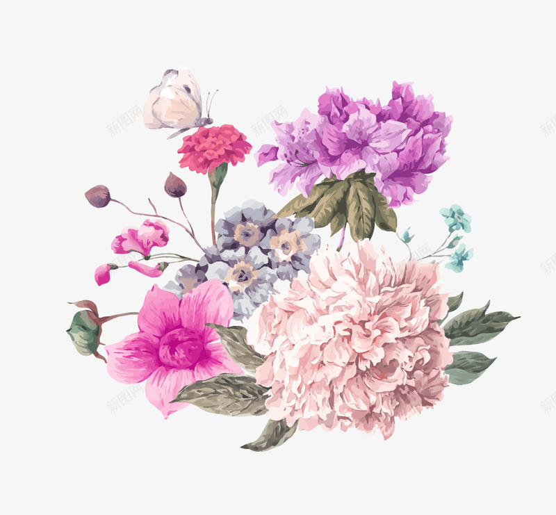 手绘花卉矢量图eps免抠素材_新图网 https://ixintu.com 彩色 手绘 手绘花卉 背景 花朵 装饰 鲜艳 矢量图