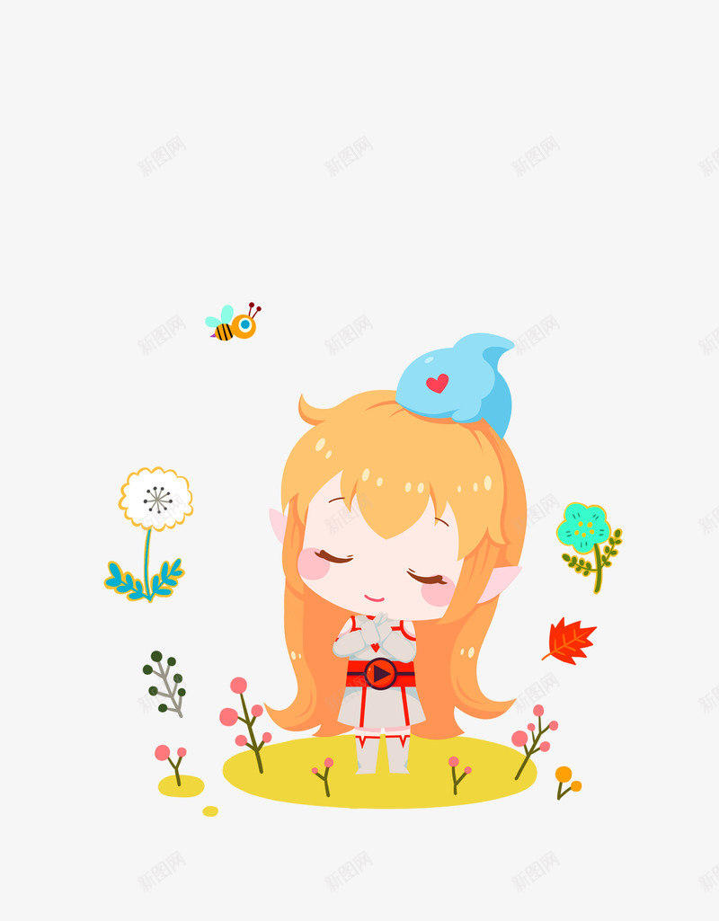 橙色卡通女孩装饰图案png免抠素材_新图网 https://ixintu.com 免抠PNG 女孩 家庭 橙色 装饰图案