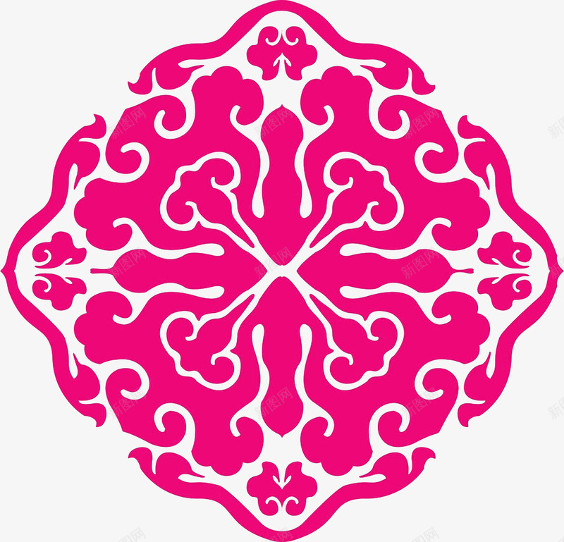 玫红色花纹剪纸镂空图形png免抠素材_新图网 https://ixintu.com 免抠PNG 剪纸 图形 玫红色 花纹 镂空