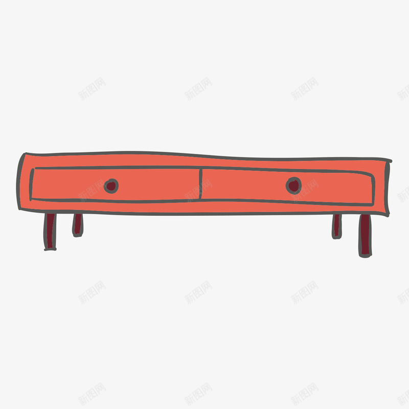 红色茶几图标png_新图网 https://ixintu.com 图标 家具 手绘图 插图 矮桌 红色桌子 茶几