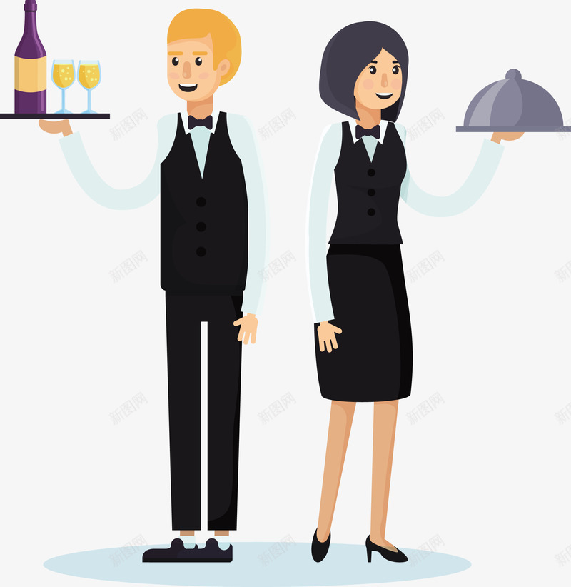 两个端酒服务员矢量图eps免抠素材_新图网 https://ixintu.com 两个服务员 服务员 服务员PNG 矢量服务员 酒店 酒店服务员 矢量图
