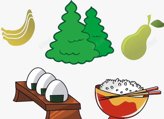 食物png免抠素材_新图网 https://ixintu.com 一碗米饭 卡通梨 卡通米饭 卡通香蕉 手绘梨 手绘米饭 手绘香蕉 梨 米饭 香蕉