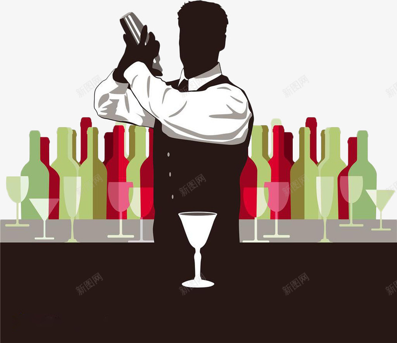 酒吧酒保png免抠素材_新图网 https://ixintu.com 服务员 男服务生 调酒师 酒吧台