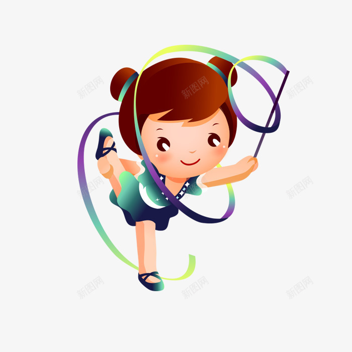 卡通小娃娃png免抠素材_新图网 https://ixintu.com 丝带 卡通小娃娃 舞蹈