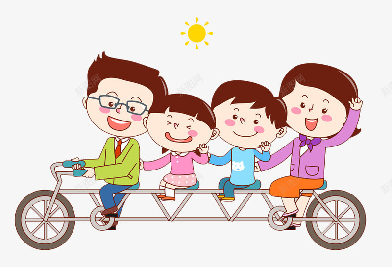 一家人骑脚踏车png免抠素材_新图网 https://ixintu.com 4人脚踏车 一家人 一家人手绘 亲人 家人 家庭 幸福 情亲 温暖 温馨 融洽 血缘 骑脚踏车