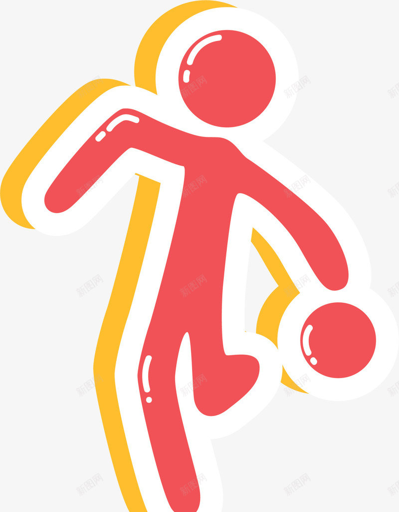 红色卡通踢球小人png免抠素材_新图网 https://ixintu.com 体育 小人贴纸 球类运动 球赛 竞技 踢球小人 锻炼