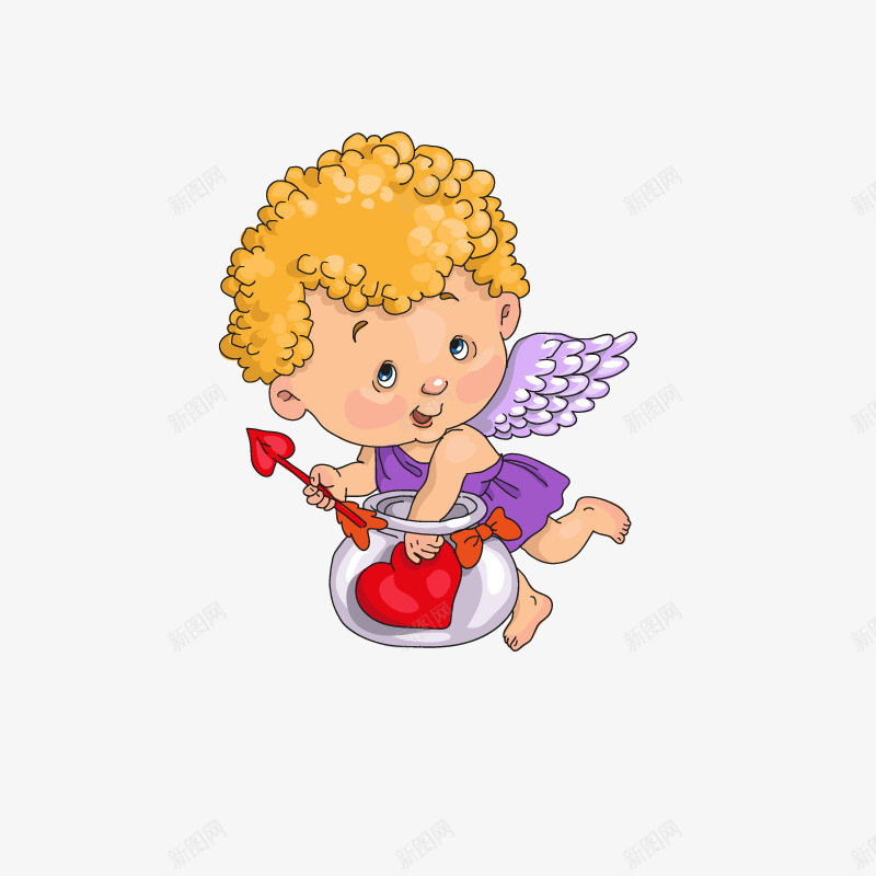 拿着红心的丘比特天使png免抠素材_新图网 https://ixintu.com 可爱金发天使矢量下载爱心丘比特天使箭婴儿卷发鱼缸