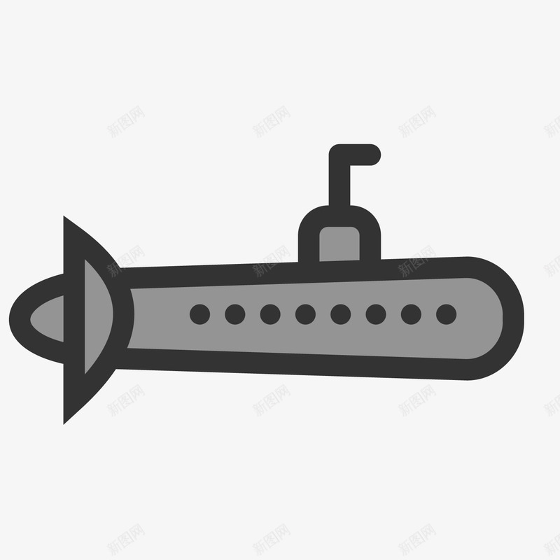 灰色潜艇卡通图标矢量图ai_新图网 https://ixintu.com 军事 卡通图标 圆弧 大海 潜艇 灰色 线稿 矢量图