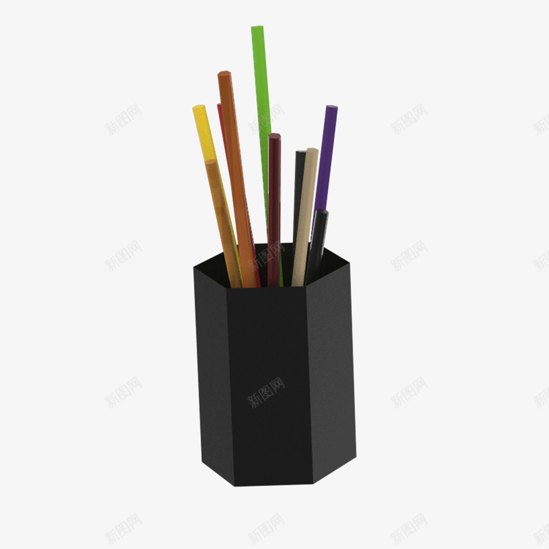 黑色笔筒png免抠素材_新图网 https://ixintu.com 多面体 容器 彩色 文具 笔筒 纹理 质感 黑色 黑色笔筒