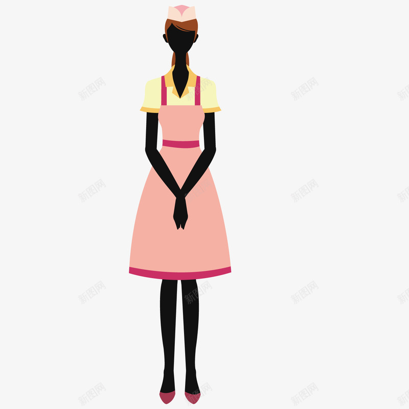 戴围裙的服务员png免抠素材_新图网 https://ixintu.com 卡通 围裙 服务员