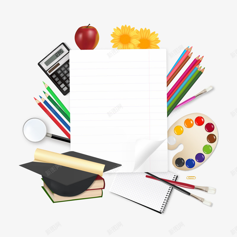 学习用品png免抠素材_新图网 https://ixintu.com 学习教育元素 学习用品 文具 文字背景板