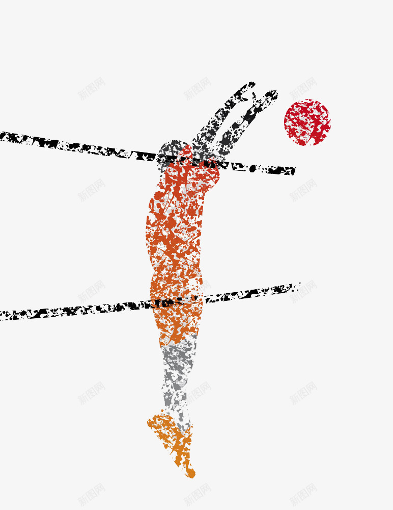 扣球的人png免抠素材_新图网 https://ixintu.com 体育 球类 运动