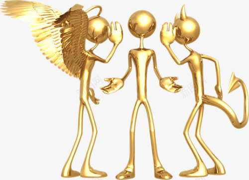 天使和恶魔的PPT小金人png免抠素材_新图网 https://ixintu.com PPT元素 天使 小金人 恶魔