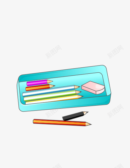 文具盒png免抠素材_新图网 https://ixintu.com 文具 蓝色 铅笔
