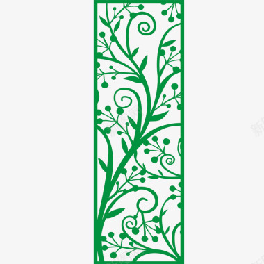 绿色镂空木雕花纹图标图标