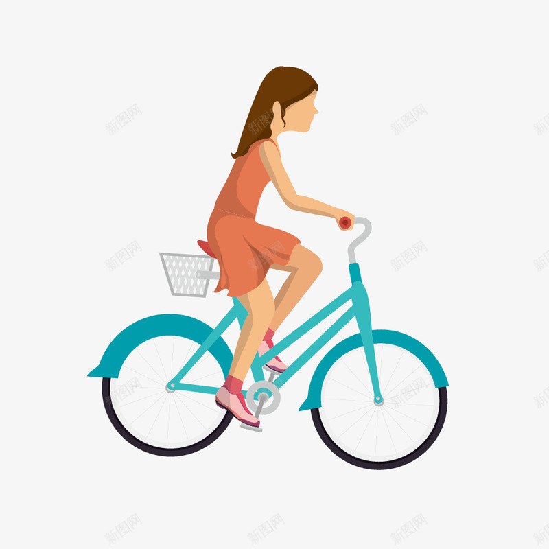 骑自行车的小女孩png免抠素材_新图网 https://ixintu.com 体育 健身 自行车 锻炼