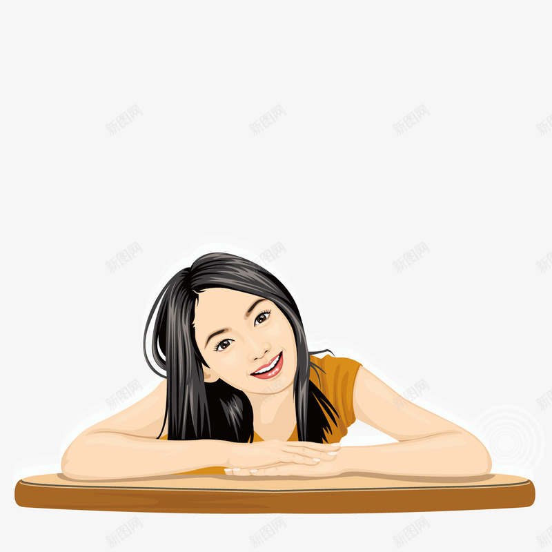 手扶在桌子上的美女矢量图ai免抠素材_新图网 https://ixintu.com 手扶 桌子 美女 矢量图