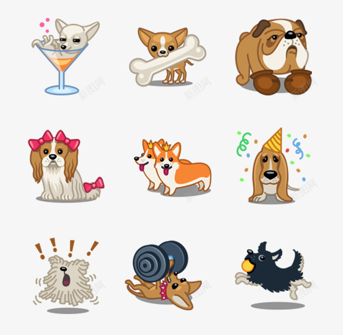 玩耍狗狗图标png_新图网 https://ixintu.com 图标 玩耍狗狗 酒杯 骨头