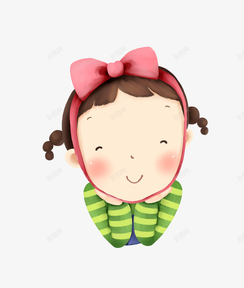 卡通蝴蝶结大头娃娃女孩png免抠素材_新图网 https://ixintu.com 卡通女孩 大头娃娃 女孩 蝴蝶结