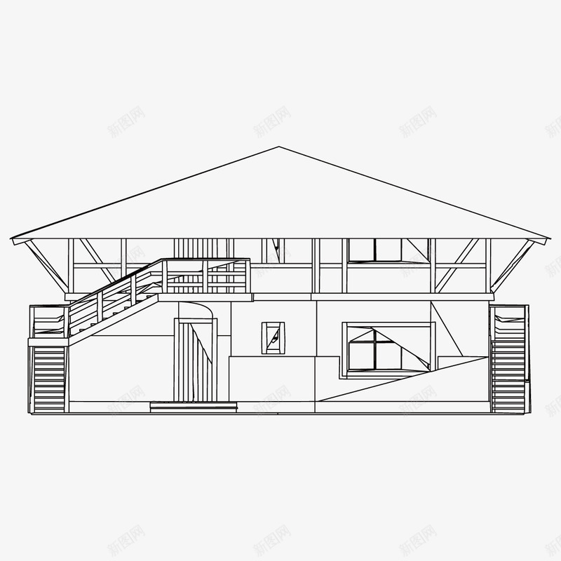 楼层线稿图png免抠素材_新图网 https://ixintu.com 建筑 手绘 楼层 楼层图 线稿