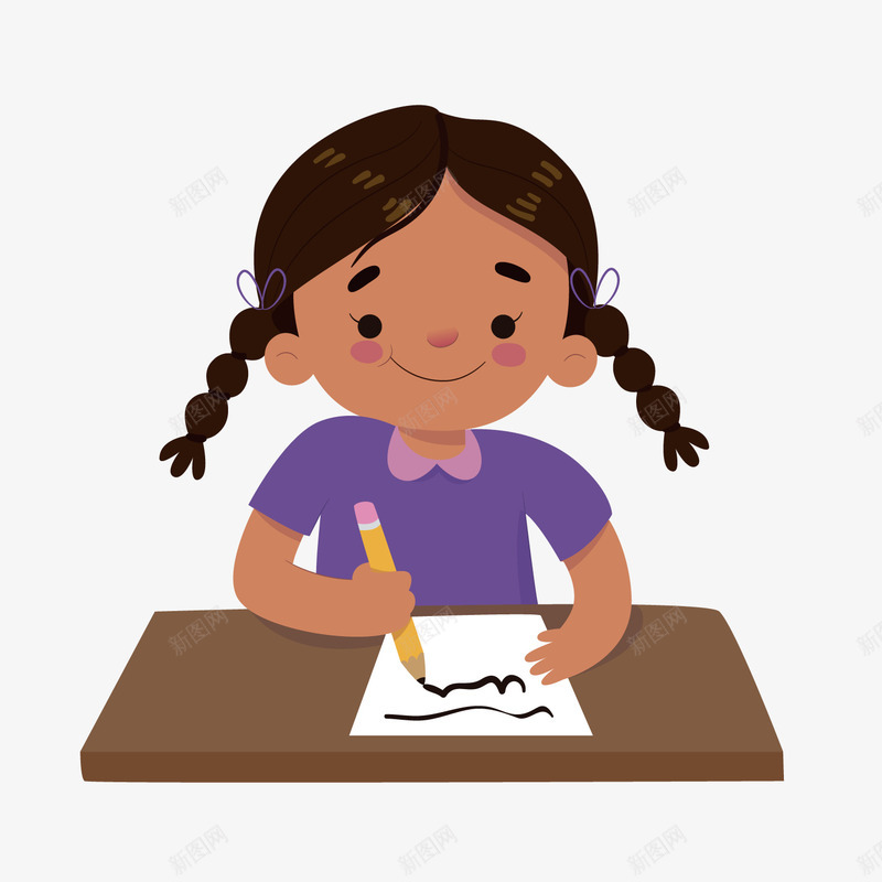 卡通写字小女孩png免抠素材_新图网 https://ixintu.com 写字 小女孩 桌子 考试诚信 背景装饰 认真学习