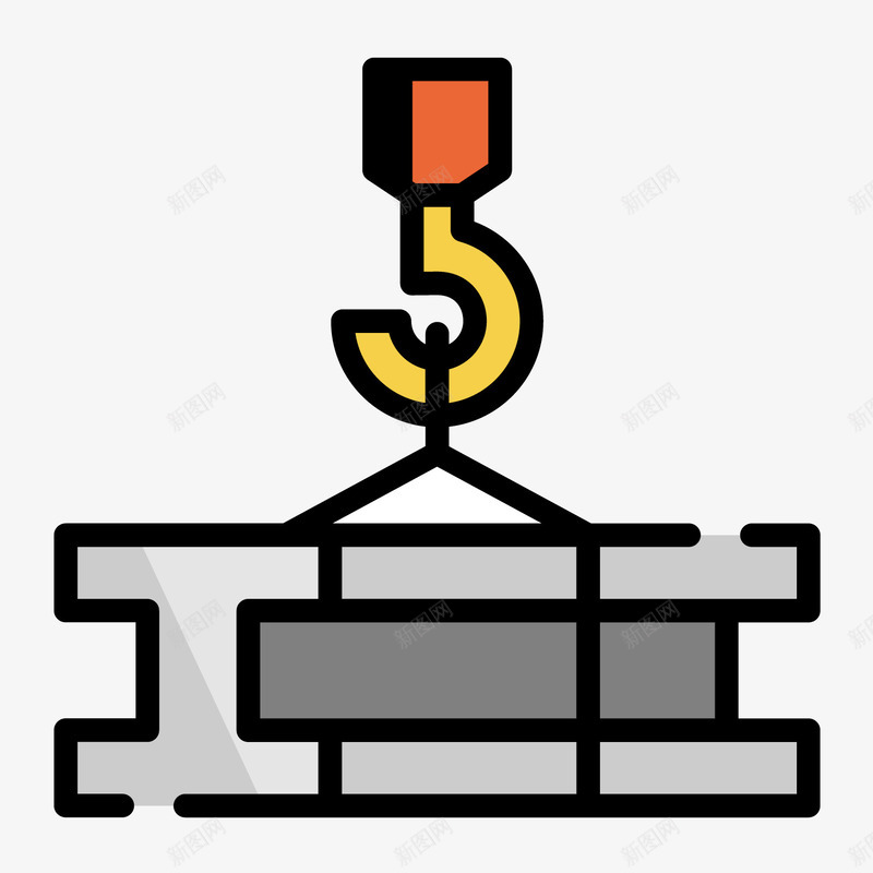灰色手绘起重机元素图标png_新图网 https://ixintu.com 卡通图标 可爱 扁平化 手绘 灰色 线稿 起重机 钩子