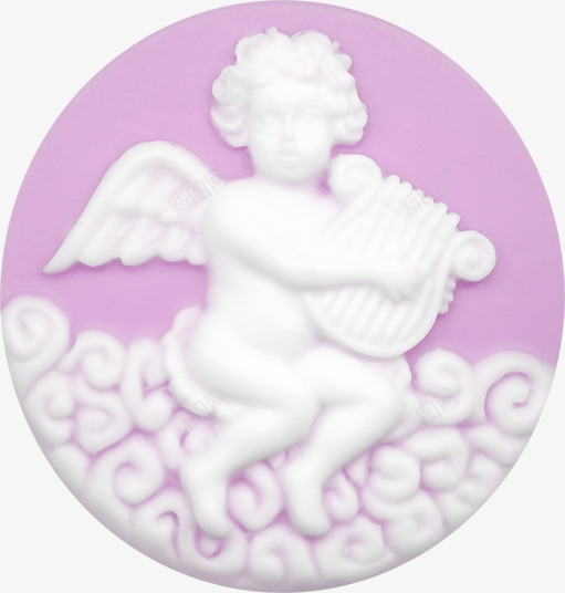紫色的天使png免抠素材_新图网 https://ixintu.com 浮雕 白色 童趣 雕花