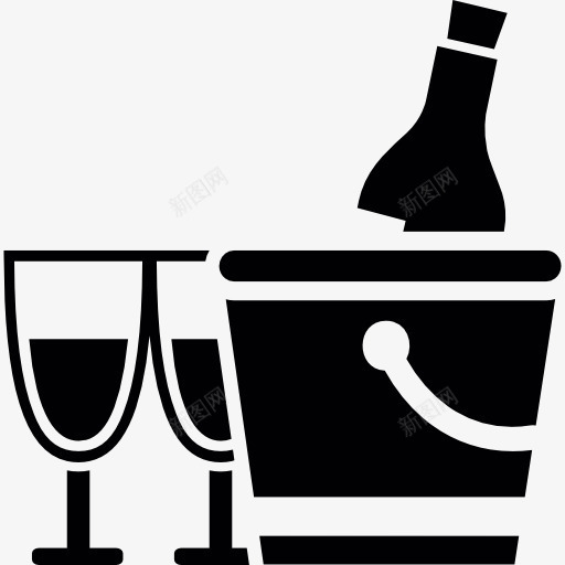酒在桶两杯图标png_新图网 https://ixintu.com 冰桶 浪漫 酒 酒杯 酒精 食品 饮料