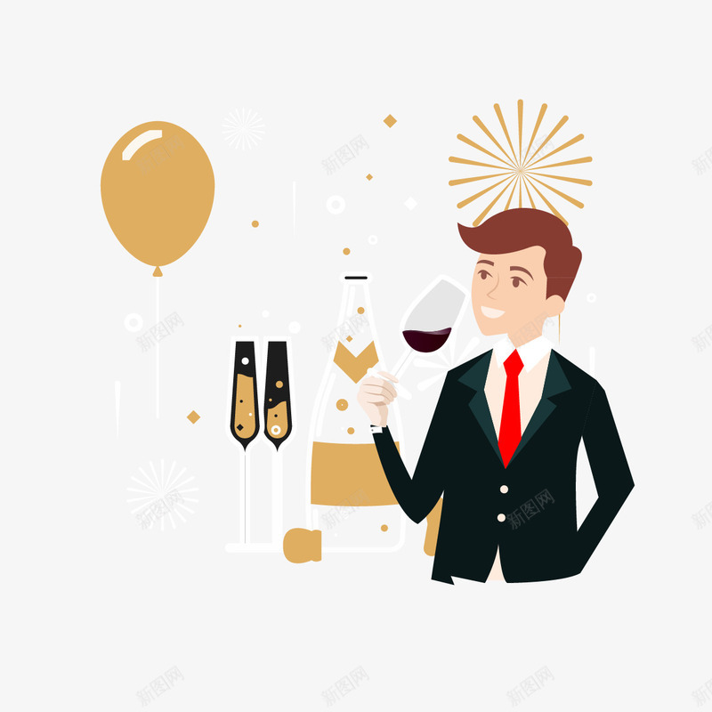 扁平化喝酒的人png免抠素材_新图网 https://ixintu.com 人 喝酒 扁平化 酒杯