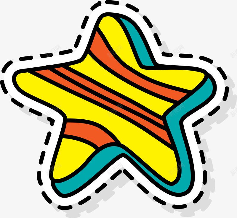 彩色卡通海星png免抠素材_新图网 https://ixintu.com 五角星 卡通贴纸 彩色 海星 矢量图案 趣味