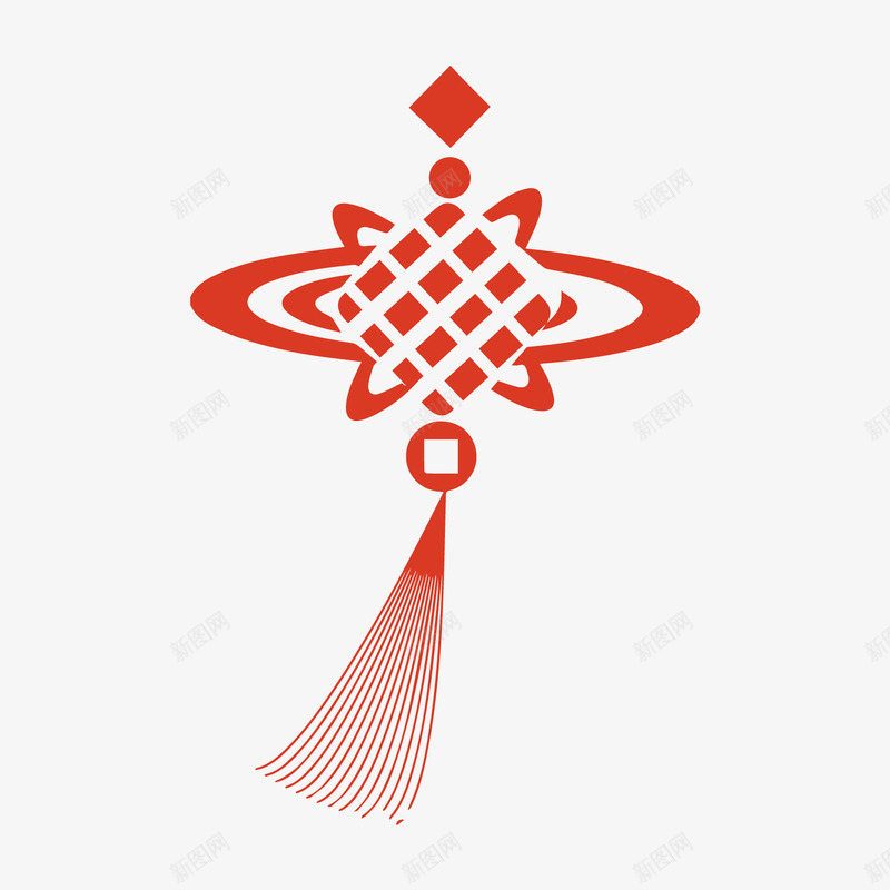 红色中国结装饰元素png免抠素材_新图网 https://ixintu.com 中国结 悬挂 扁平化 红色 纹理 绳子