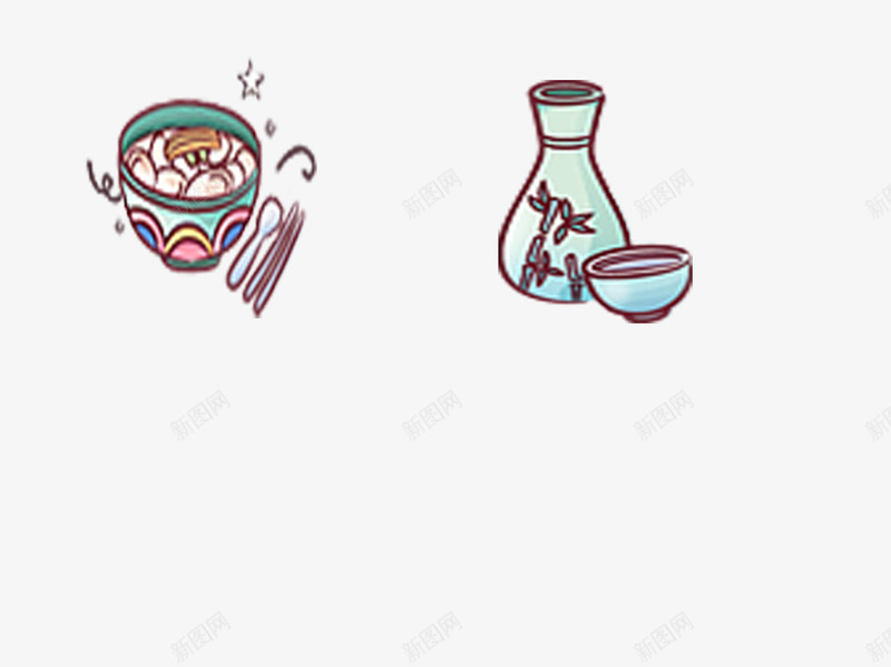 韩国食物png免抠素材_新图网 https://ixintu.com 韩国酒酒杯面食勺子