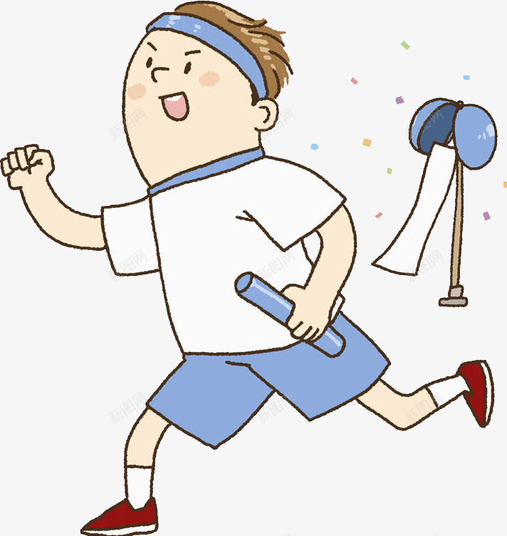 跑步的男人png免抠素材_新图网 https://ixintu.com 卡通 喝彩 手绘 比赛 蓝色的 运动员
