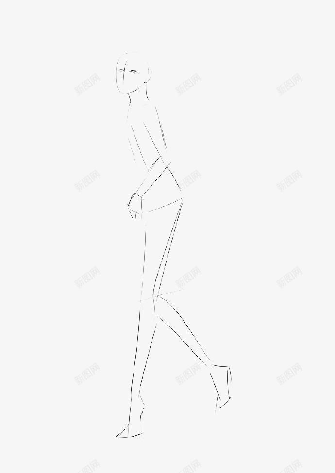 人体服装黑白线稿psd免抠素材_新图网 https://ixintu.com 人体 服装 线稿 黑白