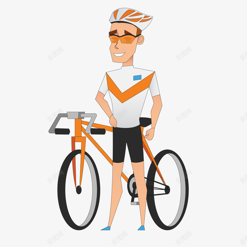 卡通公路自行车比赛矢量图ai免抠素材_新图网 https://ixintu.com 人物设计 公路自行车 参赛选手 比赛 运动员 矢量图