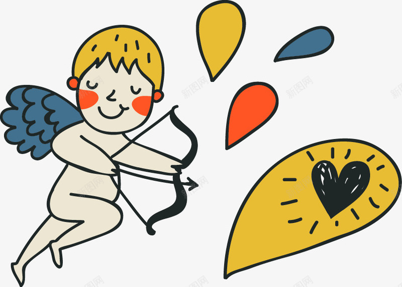 手绘可爱天使心形水滴矢量图ai免抠素材_新图网 https://ixintu.com 可爱 天使 心形 手绘 水滴 矢量图