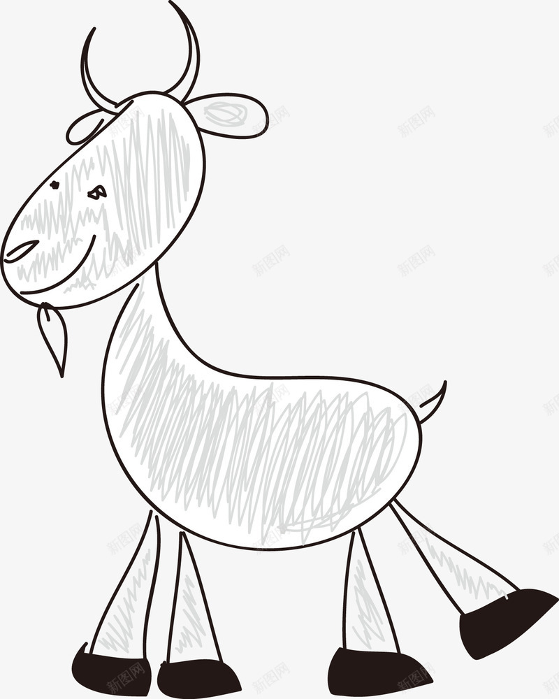 山羊简笔画png免抠素材_新图网 https://ixintu.com 卡通 山羊 手绘 简笔画 线稿