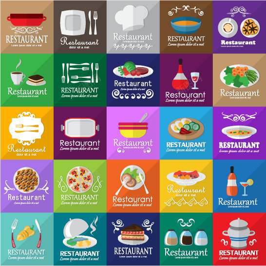 餐饮类图标png_新图网 https://ixintu.com 刀叉 厨师帽 咖啡 艺术字 西餐 酒杯
